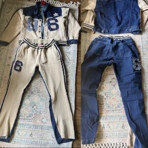 Vintage Baby Noiz Sweatsuit Womens Juniors L/XL Denim Jacket Sweatpants Khaki